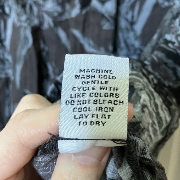 Habitat Button Up Shirt Womens M Blue Gray Floral Blouse Linen Blend - Picture 4 of 7